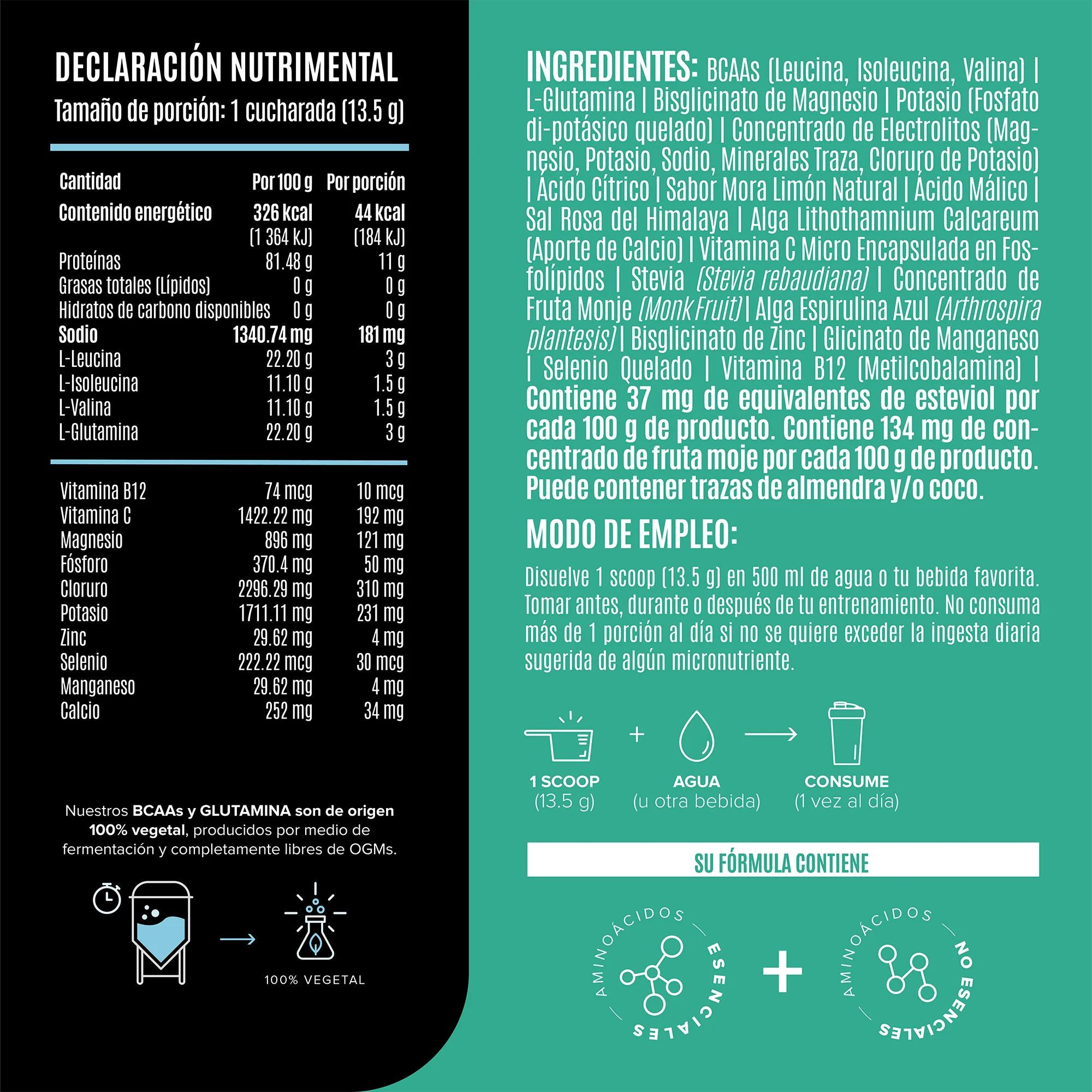BCAAs & Glutamina Mora - Limón 405 g - Image 3