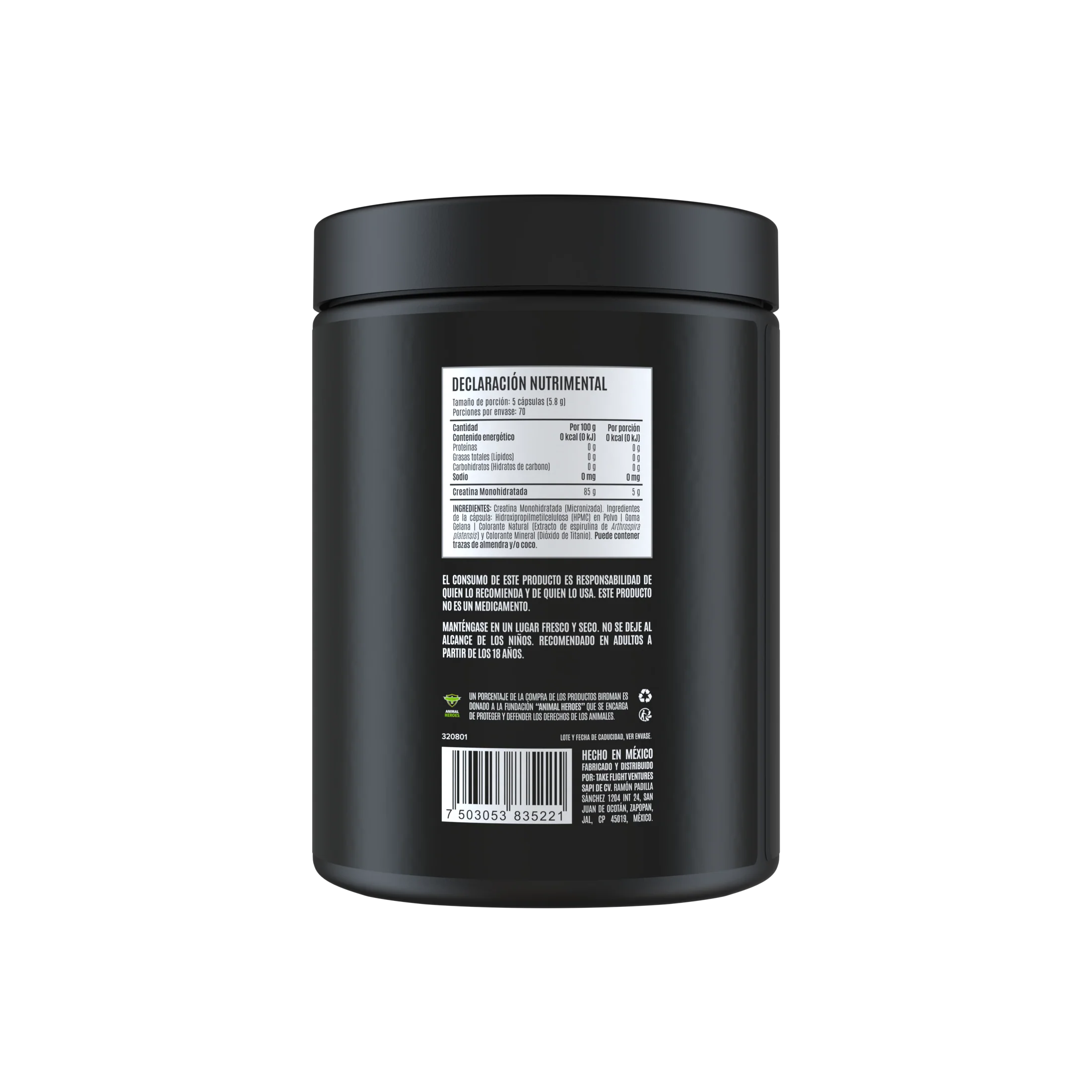 Creatina Monohidratada en Cápsulas 350 Cápsulas, Preworkout, 70 Porciones, Sin Sabor - Image 3