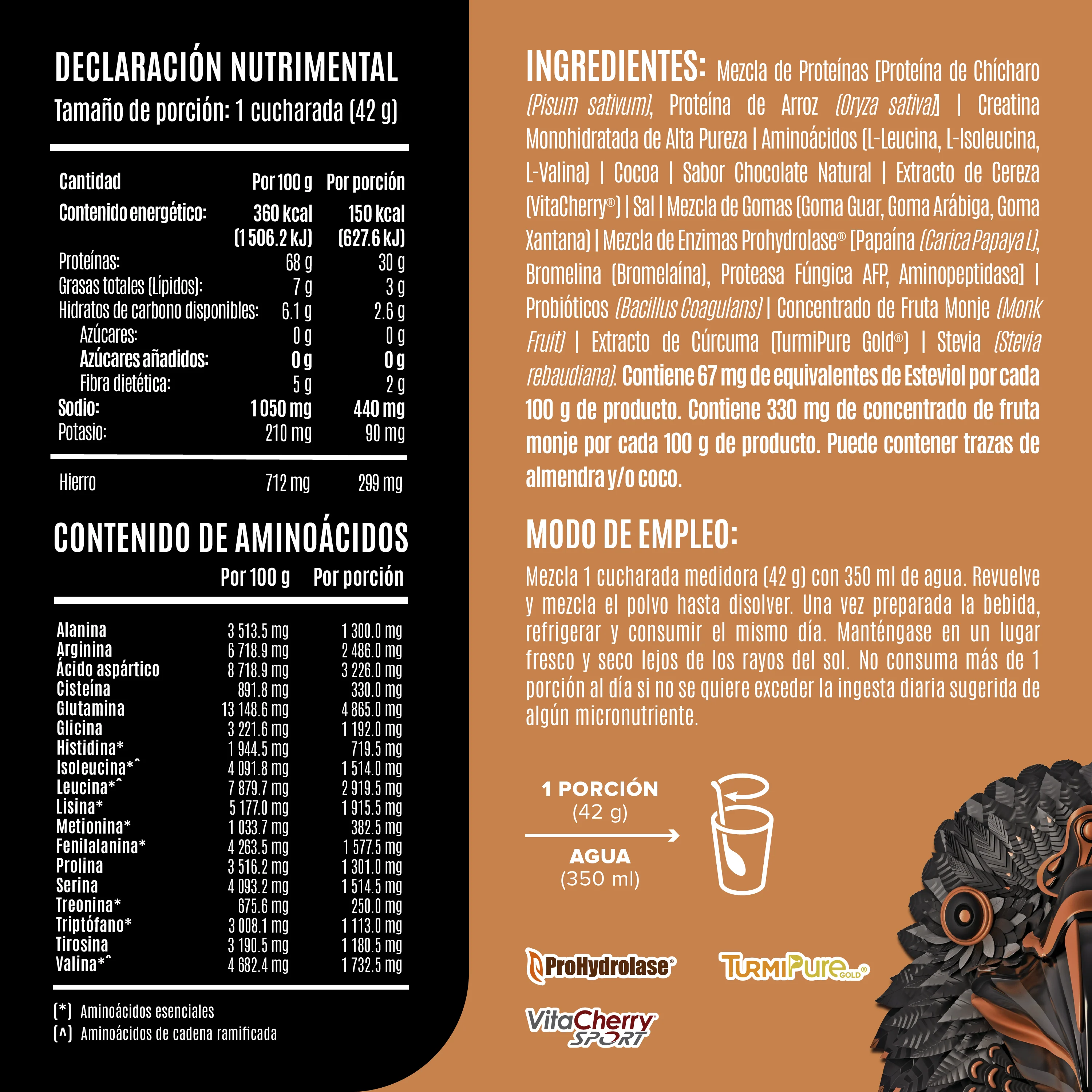 Falcon Performance Proteína en Polvo con Creatina & BCAAs - Choco Bronze 10 Pack Sobres - Image 4