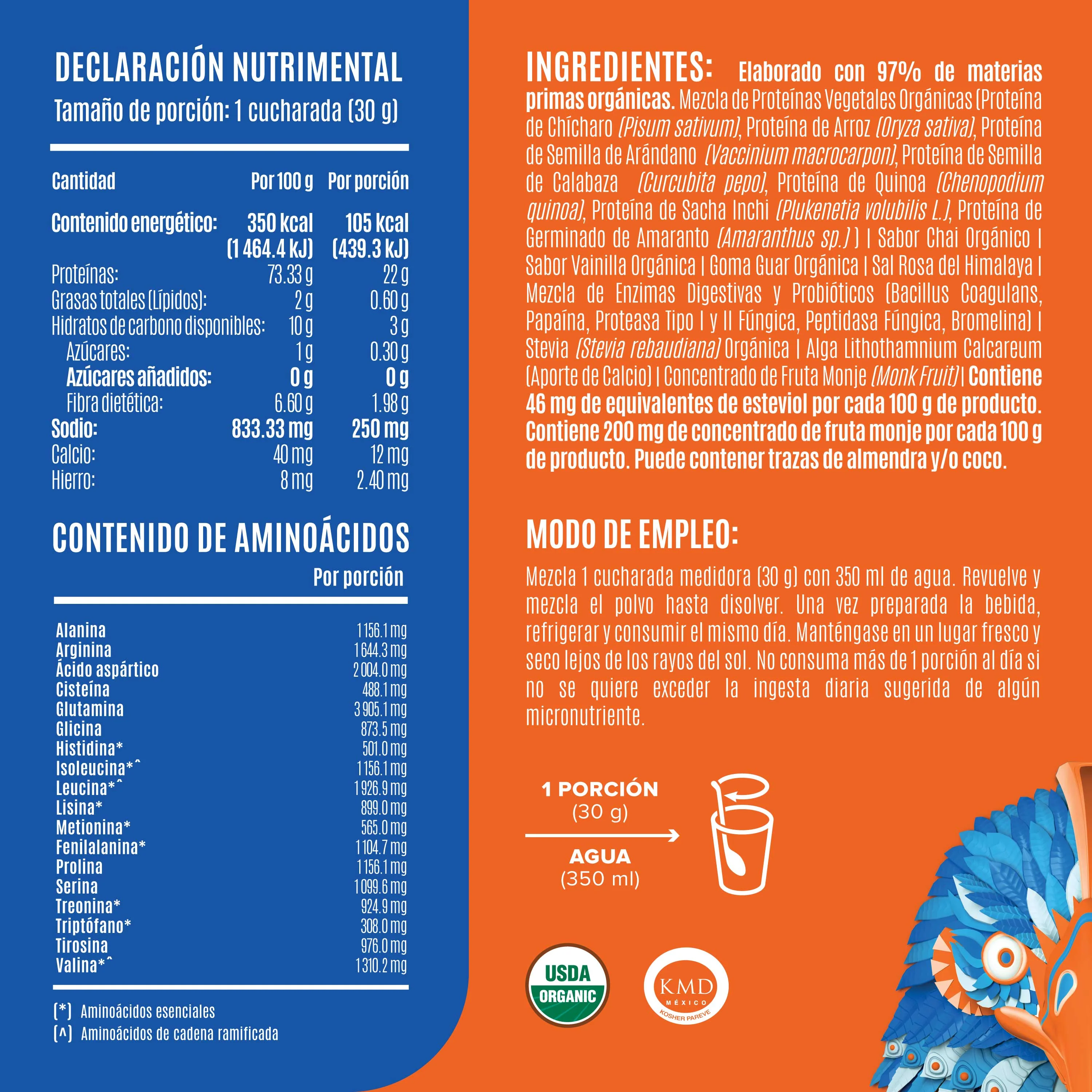 Falcon Protein: Proteína Vegana Orgánica en Polvo - Chai 12 Pack Sobres - Image 4