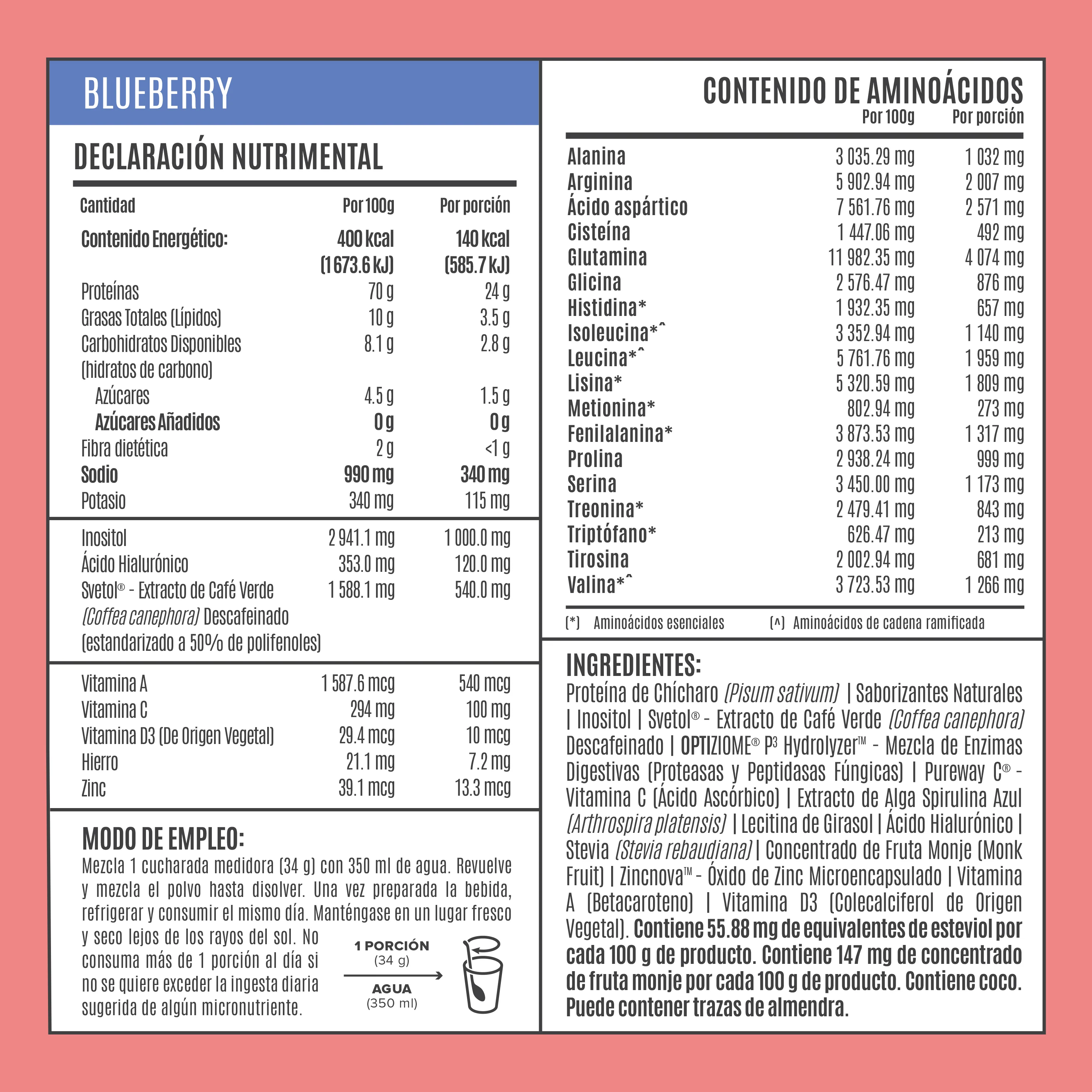 Fitmingo Protein Proteína en Polvo con Inositol & Vitaminas - Blueberry 510 g - Image 3