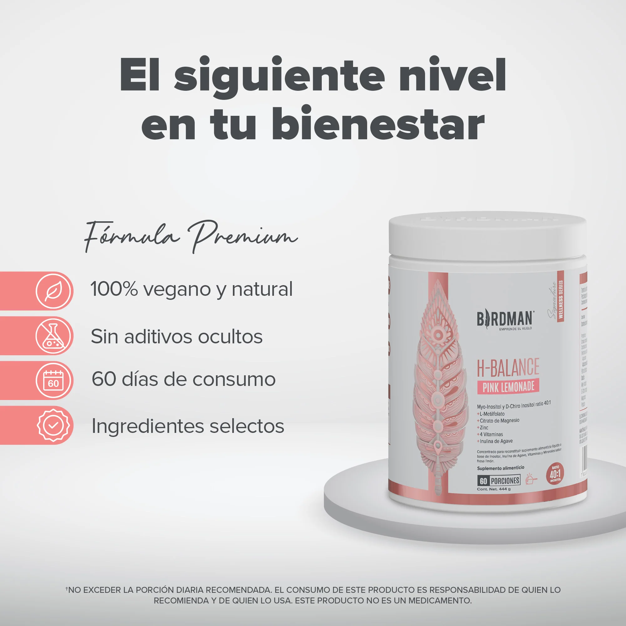 H-Balance: Inositol con Magnesio y Vitaminas - Pink Lemonade - 444g - PACK - Image 3