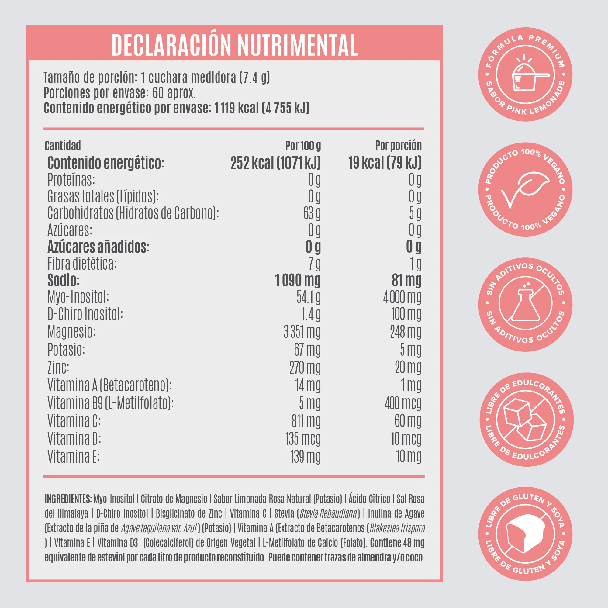 H-Balance: Inositol con Magnesio y Vitaminas - Pink Lemonade - 444g - PACK - Image 6