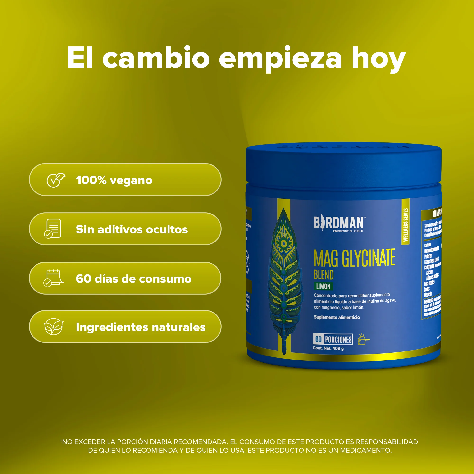 Mag Glycinate Blend - Glicinato y Citrato de Magnesio en Polvo - Sabor Limón - 60 Porciones - Image 3