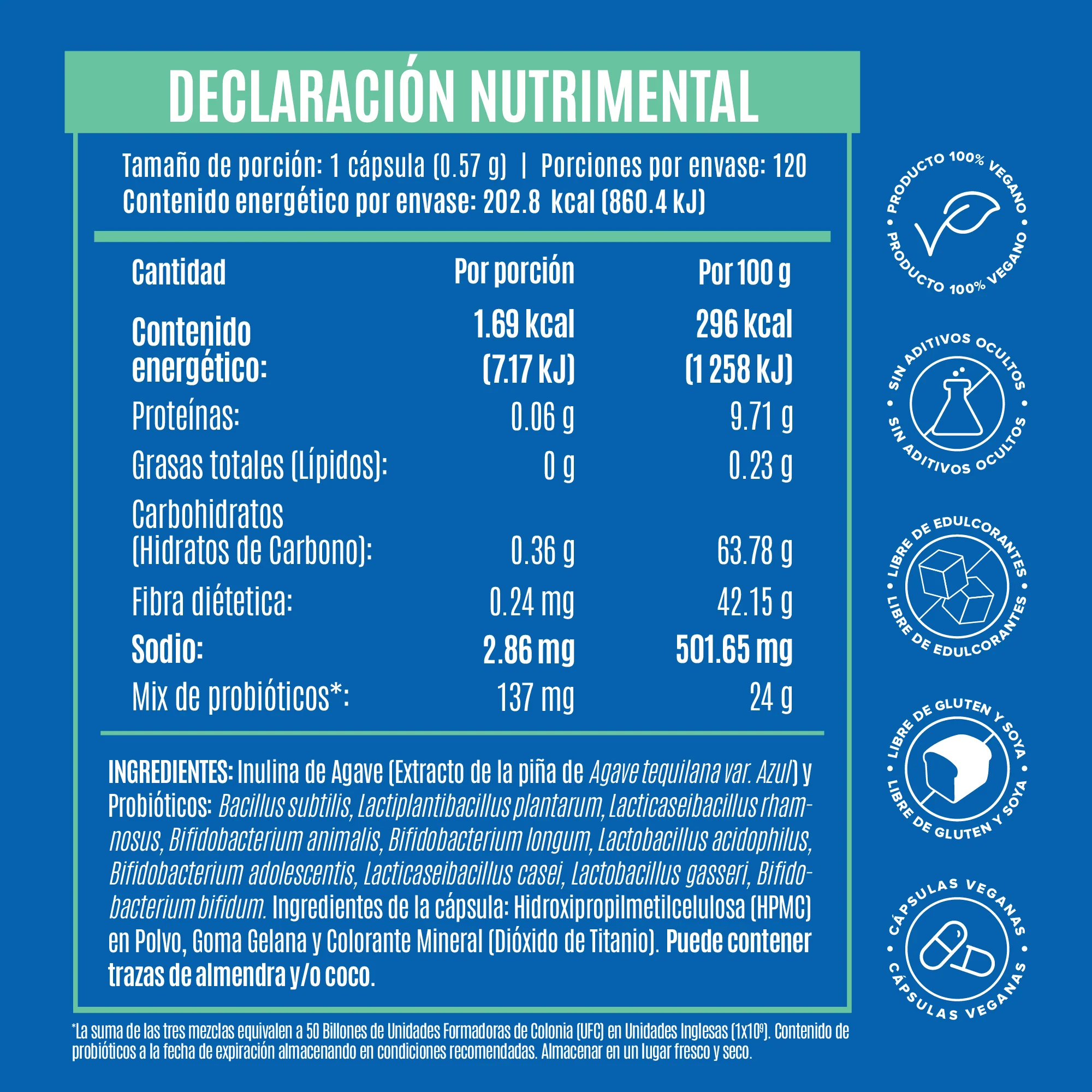 Premium All-In-One Probiotic - Probióticos con 50 Billones de UFC - 120 Cápsulas - Image 5