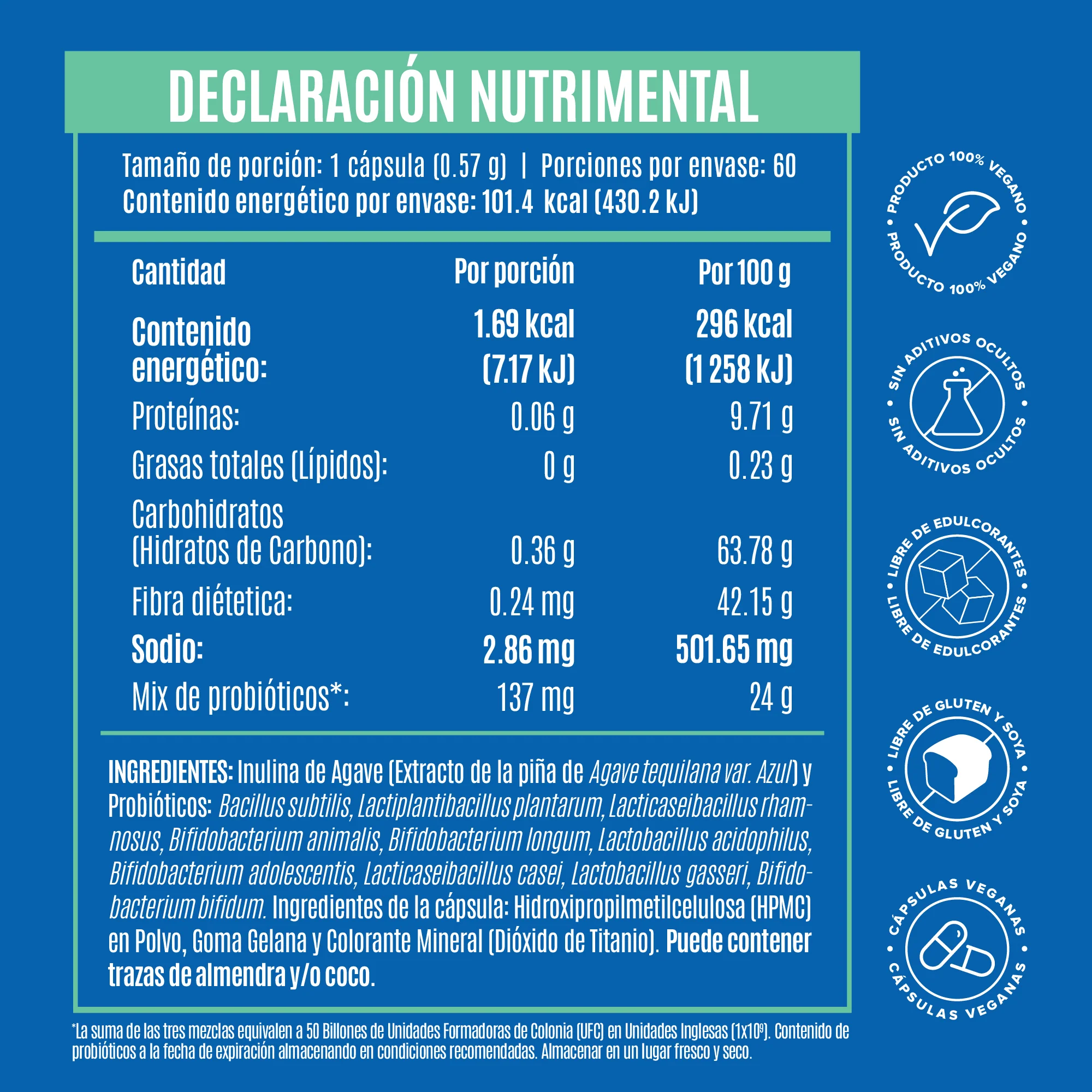 Premium All-In-One Probiotic - Probióticos con 50 Billones de UFC - 60 Cápsulas - Image 5